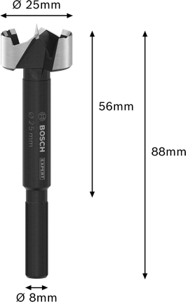 Bosch EXPERT puidust Forstneri puur läbimõõduga 25 mm.